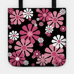 1960's Retro Flowers in Pink and White - Mod Abstract Tote