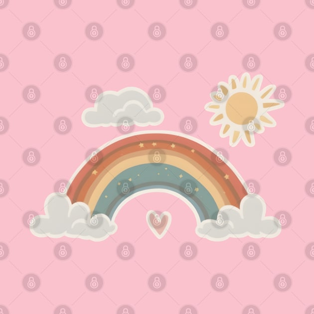 Cute Pastel Rainbow with Clouds and Sun by LisaHartjesx