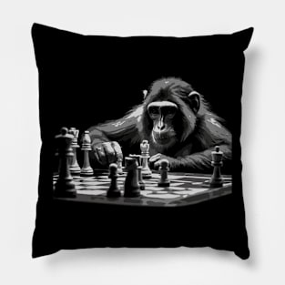 intelligent monkey plays chess Pillow