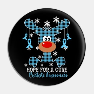 Reindeer Hope For A Cure Prostate Awareness Christmas Pin