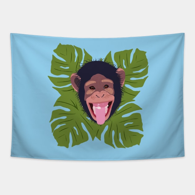 Happy Monkey Tapestry by ElviaMontemayor