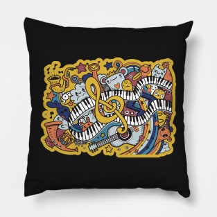 Monsters Music Cute Monsters Playing Music for Musicians Pillow