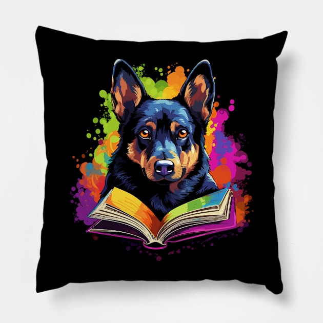 Australian Kelpie Reads Book Pillow by JH Mart