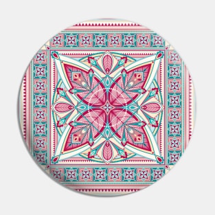 Hot Pink and Teal Art Deco Mandala Pin