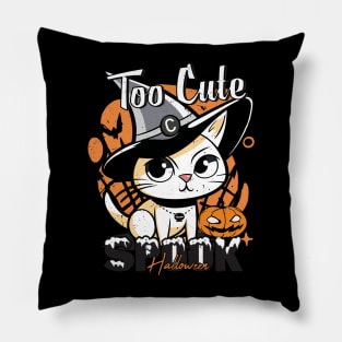 Halloween Cute Black Cat Witch Hat Pumpkin For Kids Girls Pillow