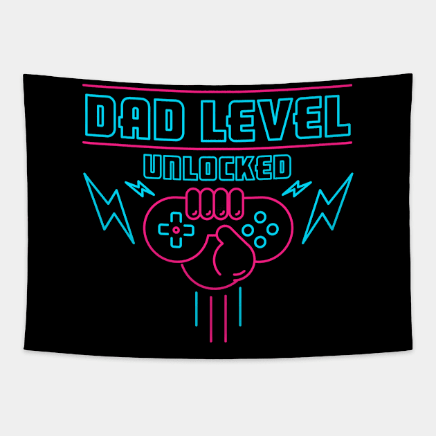 Dad Level Unlocked - Gamer Dad Tapestry by G! Zone