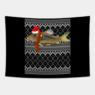 Xmas Fish Santa Hat Corydoras Catfish Ugly Christmas Tapestry