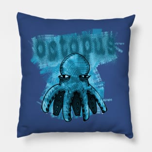 blue octopus cartoon style funny illustration Pillow