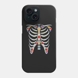 Halloween Day of Dead Skeleton Flowers Decorated Phone Case