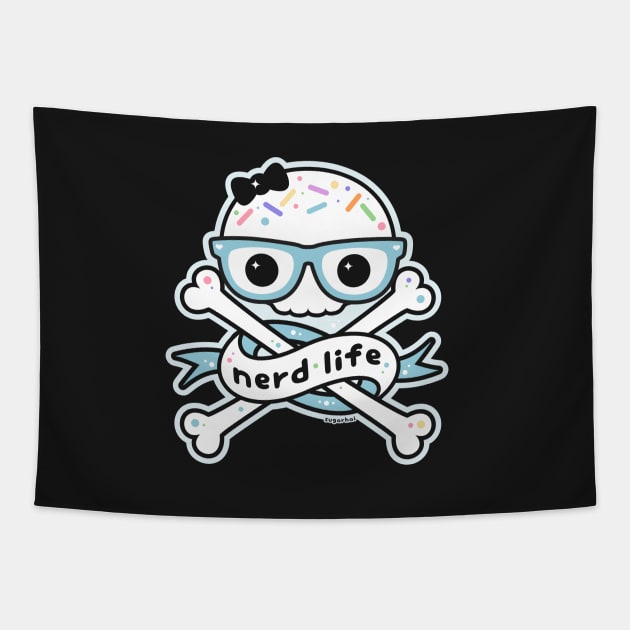 Nerd Life Skull and Crossbones Tapestry by sugarhai