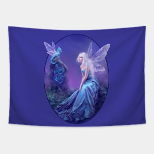 Luminescent Fairy & Dragon Art Tapestry