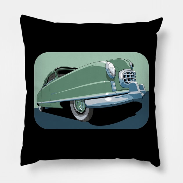 1950 Nash Ambassador in green Pillow by candcretro