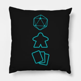 D20 Dice, Meeple and Cards - Board Game Inspired Graphic - Tabletop Gaming  - BGG Pillow