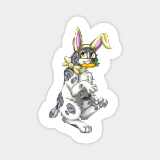 Bobtail BunnyCat: Grey Bicolor Tabby (Yellow) Magnet