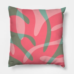 Coral Pink and Teal Abstract Shapes Retro Pillow