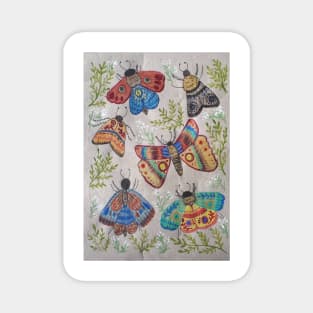 Colorful Moths Magnet