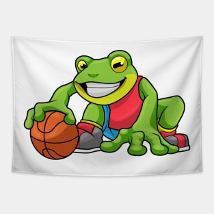 Frog at Sports with Basketball Tapestry