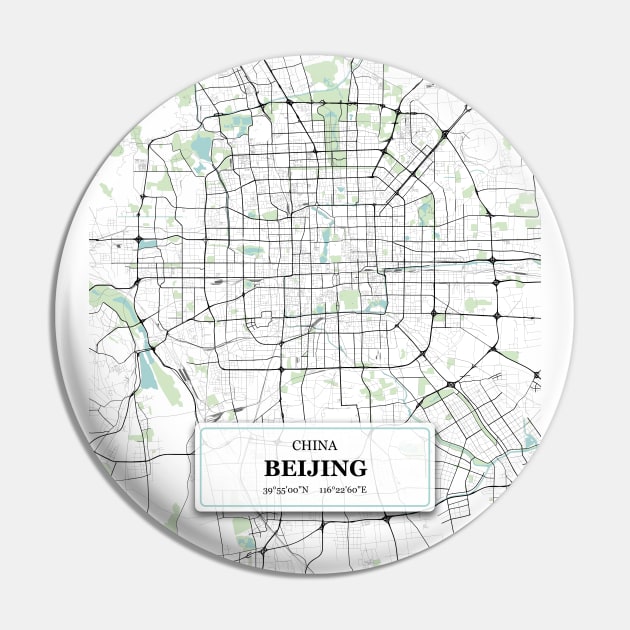 Beijing,China City Map with GPS Coordinates Pin by danydesign