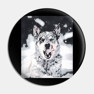 Wolf snow dog Pin