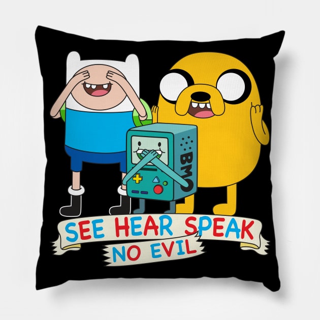 Finn Jake BMO No Evil Pillow by Plushism