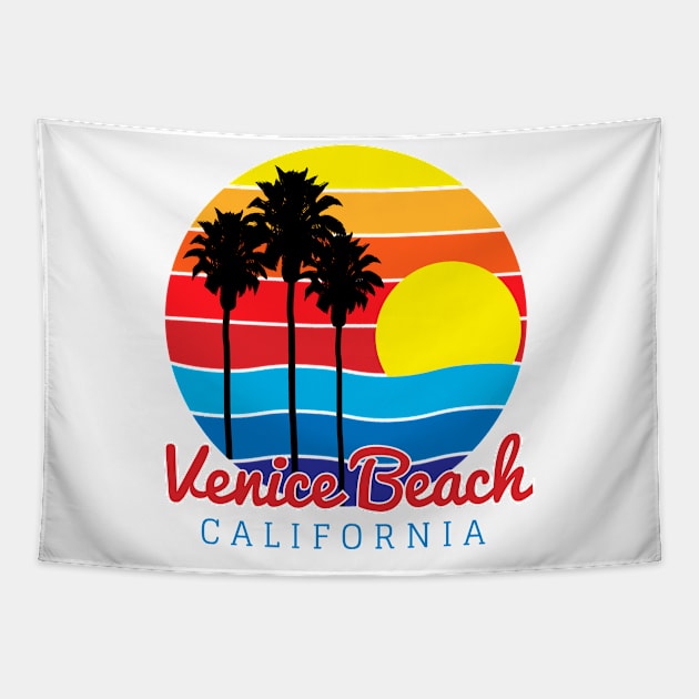 Venice Beach California Summer Tropical Sunset Tapestry by ernestouchiha