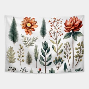 Watercolour Christmas Plants Tapestry