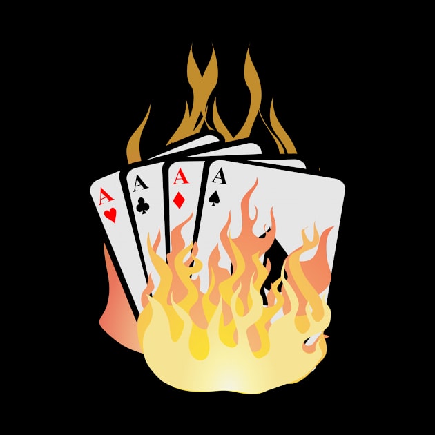 Poker card game Skat poker evening flames diamond cards by SpruchBastler