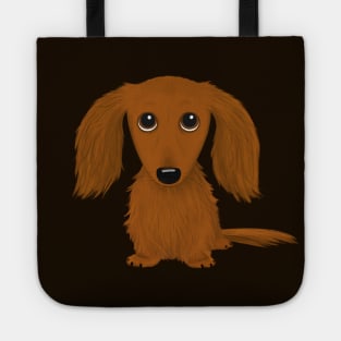 Cute Dog | Longhaired Red Dachshund | Funny Wiener Dog Tote