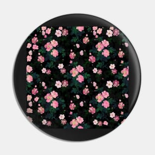 Romantic Black Pink Roses Floral Watercolor Painting Pin