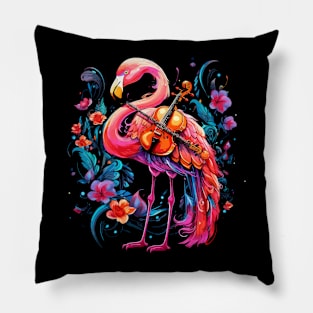 Flamingo Playing Violin Pillow