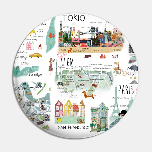 World City Map Pin by GreenNest