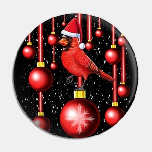 Red Cardinal bird merry Christmas Pin