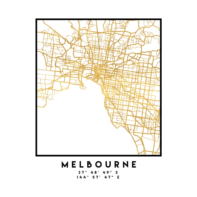 MELBOURNE AUSTRALIA CITY STREET MAP ART by deificusArt