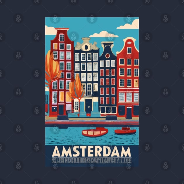 A Vintage Travel Art of Amsterdam - Netherlands by goodoldvintage