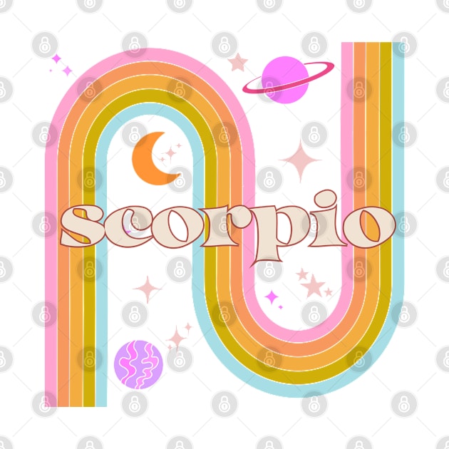 scorpio 70s Rainbow with Flowers by Deardarling