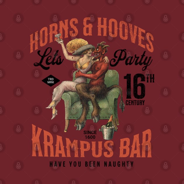 Distressed Horns & Hooves Krampus Bar Lets Party Naughty Christmas by Joaddo