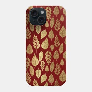 Gold and Red Leaf Pattern Phone Case