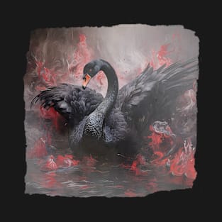 Black Swan in Fiery Lake T-Shirt