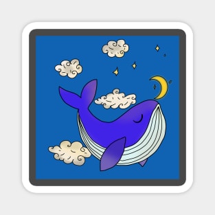 Whale among the clouds and moon Magnet