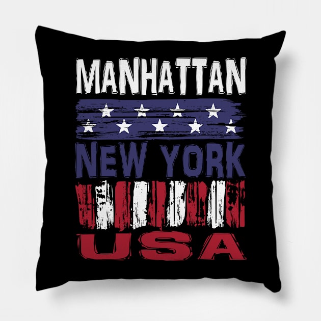 Manhattan New York USA T-Shirt Pillow by Nerd_art