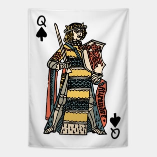 Antique Character of Playing Card Queen of Spades Tapestry