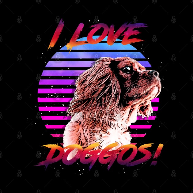 I Love Doggos (Spaniel) Retrowave Outrunner by StupidHead