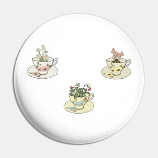 Spring Cottagecore Flower Tea Cups - cottagecore aesthetic Pin