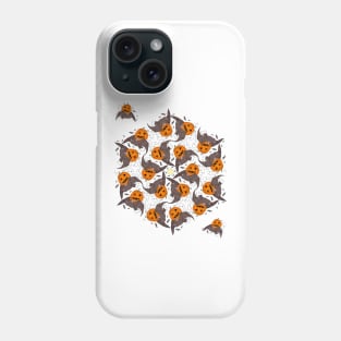 Halloween flight of bats, ghosts, and Jack-o'-lantern pumpkins Phone Case