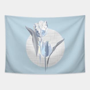 white blue gray parrot tulip Tapestry