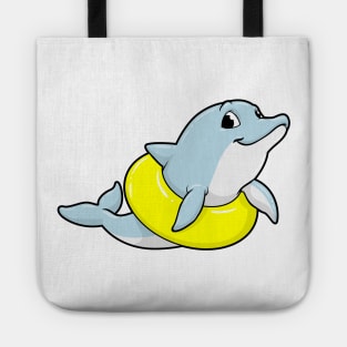 Dolphin at Swimming with Swim ring Tote