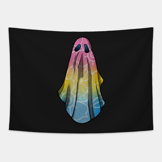 Pansexual Pride Flowery Ghost Tapestry by saltuurn