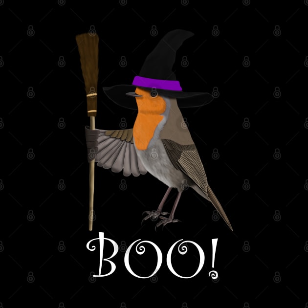 Robin Witch Bird Funny Halloween Ornithologist Gift by jzbirds