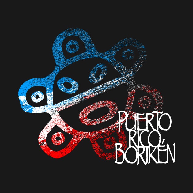 Sun Taino Puerto Rico Flag Colors Grunge Style by Pro Art Creation