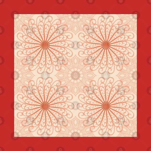 Bright Orange Abstract Mandala Pattern by DeneboArt